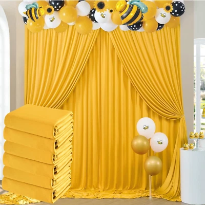 30 Ft X 10 Ft Wrinkle Free Yellow Backdrop Curtain for Parties, Ginger Polyester - Image 1 of 4
