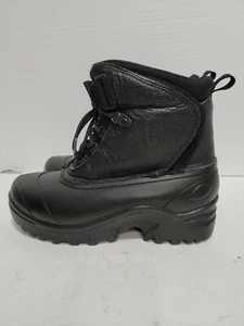 LANDS'END BLACK LEATHER THINSULATE HIKING SNOW ANKLE MENS 11M BOOTS - Picture 1 of 5