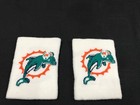 2 MIAMI DOLPHINS GAME USED WHITE FOOTBALL SWEATBANDS WRISTBANDS OLD LOGO RARE!