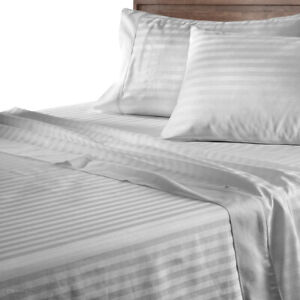 500 Count 4-Piece Egyptian Cotton Stripe  Deep Pocket Luxury Hotel Bed Sheet Set
