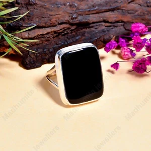 925 Sterling Silver Black Onyx Gemstone Beautiful Handmade Woman Gift Ring - Picture 1 of 5