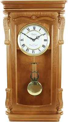 Golden Oak Chiming Pendulum Wall Clock - Image 1 of 4