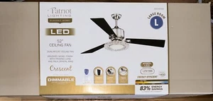 Ceiling Fan W/Faux Crystal Ring W/Remote Patriot Lighting 52" Brushed Nickel LED - Picture 1 of 2