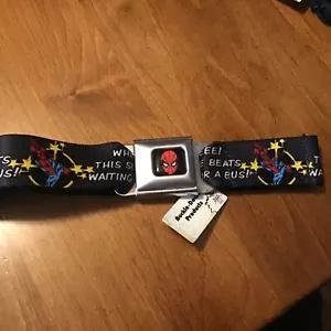 Buckle Down 2013 Mens Seatbelt Belt Spiderman One Size Adjustable E18 Wheeeee! - Picture 1 of 7