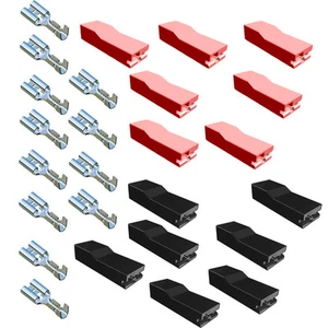 TERMINALE CONTATTO FASTON FEMMINA 6,3X0,8 COPRIFASTON CAPPUCCIO ROSSO NERO - Bild 1 von 1