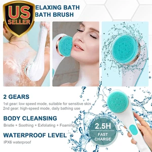 Back Scrubber Shower Exfoliating Electric Back Washer Shower Loofah Silicone ... - Picture 1 of 7