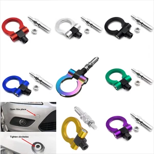 Front Rear Bumper Screw On Tow Hook Bar Aluminum Multicolor For JDM Racing CNC - Foto 1 di 31