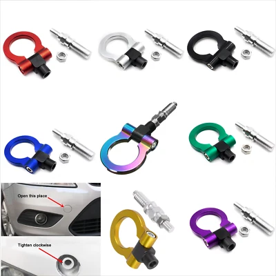 Barra de gancho de remolque con tornillo para parachoques delantero trasero aluminio multicolor para JDM Racing CNC Foto 1 de 4