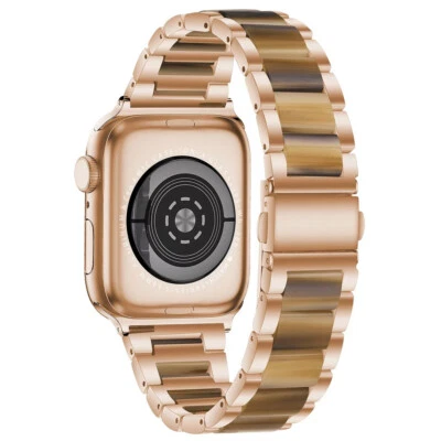 Nuevas correas de resina de correa de acero inoxidable de lujo para Apple iWatch Series 8 7 6 5 4 3 Foto 1 de 4