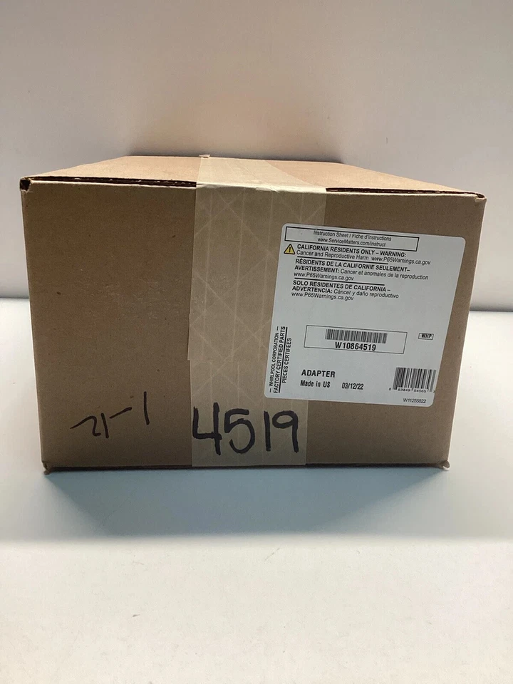 Adaptador de caja de hielo para refrigerador Whirlpool W10864519 y kit de motor de ventilador genuino OEM Foto 1 de 1