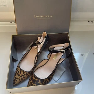 Louise Et Cie Lo-Kayin Calf Leather gounache leopard Print Pointed toe heels 8M - Picture 1 of 5