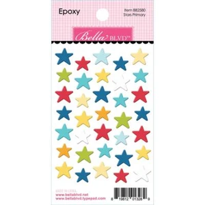 Bella BLVD Stars Primary Mix Epoxy Stickers 30/Pcs, Embellishment, Craft - Picture 1 of 1