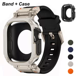 Cinturino+Cassa Metallo+Cinturino Silicone per Apple Watch Ultra2&1 49mm 10 9 8 7 44/45/46mm - Foto 1 di 25