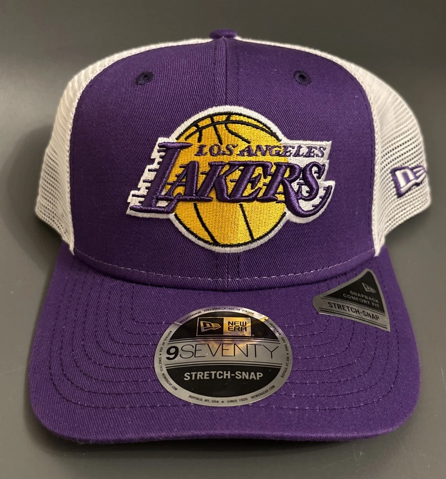 Gorra de camionero 9SEVENTY elástica con espalda de malla New Era de Los Angeles Lakers, nueva con etiquetas Foto 1 de 4