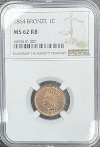 1864 (Bronze) Indian Head Cent 1¢ NGC MS62 RED BROWN ‼️EYE CATCHING RED SHINE‼️ - Picture 1 of 6
