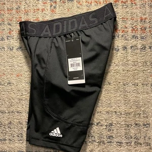 Adidas Boys Triple Stripe Sliding Shorts Cup Slot Black Size S - Picture 1 of 6