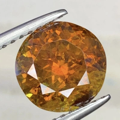 Esfalerita roja-naranja mandarina de 3,09 quilates - corte redondo natural sin tratar Foto 1 de 3