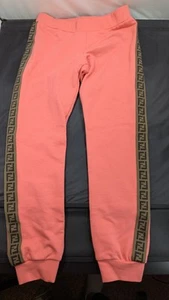 Fendi kids Pink monogram side stripe sports pants/joggers 10A - Picture 1 of 6