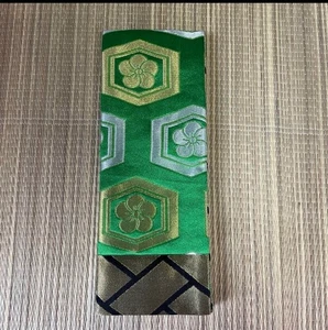 Cinturón kimono japonés kaku obi.yukata obi.hanhaba obi.verde oro negro.hombres - Imagen 1 de 4
