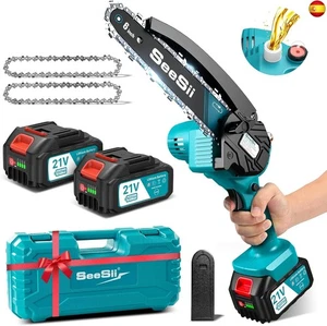 Mini Motosierra Bateria 8000mAh, Seesii 6'' Motosierra Eléctrica Bateria con  - Imagen 1 de 8