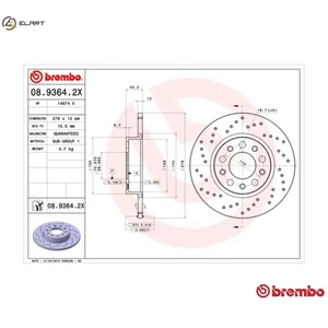 2x BRAKE DISC 08.9364.2X FOR ALFA ROMEO JEEP FIAT 939 A6.000 937A7.000 1.9L 4cyl - Picture 1 of 10