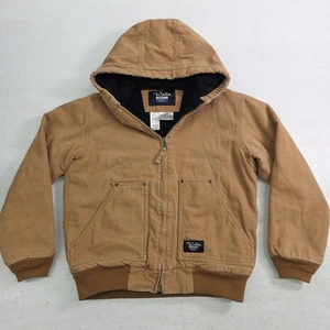Vintage Walls Blizzard Pruf Quilt Lined Canvas Jacket Youth L 12/14 Brown Hooded - Bild 1 von 13