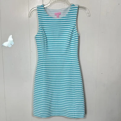 Vestido Lilly Pulitzer para mujer talla XS sin mangas blanco aguamarina a rayas recorte en la espalda Foto 1 de 4