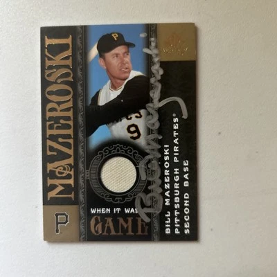 AUTOGRAPHED Bill Mazeroski 2007 “When It Was A Game” Used Jersey Cut Out Card #6 - Image 1 of 3