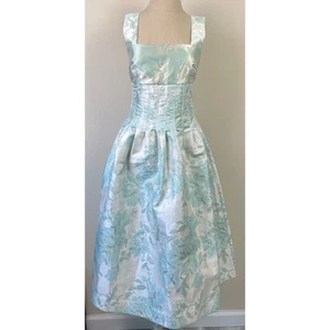 ASOS Ivory/Blue Corset A-Line Floral Midi Dress Women's Size 4 - Picture 1 of 4