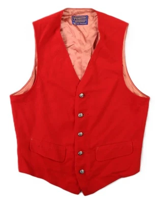 Chaleco rojo vintage años 80 Pendleton EE. UU. para hombre talla 38 abotonado dobladillo puntiagudo Foto 1 de 4