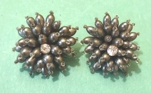 Vintage JAPAN Ohrringe Silber Perle & klarer Stein in Goldfarben - Bild 1 von 6