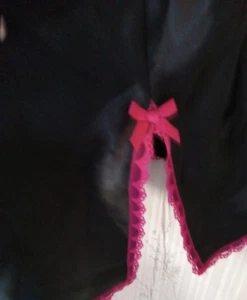 Sexy Black SZ XL Hot P Negligee Slip Busty Padded 42" Sateen Gilligan O'Malley - Picture 1 of 7