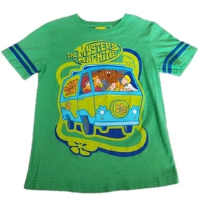 Vintage Scooby-Doo The Mystery Machine Tee Shirt Youth Large 10/12 Green Striped - Picture 1 of 12