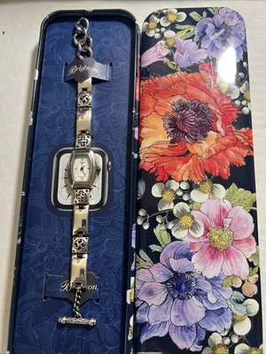 Boxed Tin Brighton TRIBECA Tonneau Watch New Battery Bracelet Band Silverplated - Image 1 of 3