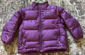 Patagonia Kids xxs Purple Puffer Down Filled Winter Coat Jacket Zip Up Warm - Picture 1 of 8