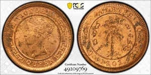 R57 Ceylon 1901 1/4 Cent PCGS MS-63 FULL RED - Picture 1 of 3