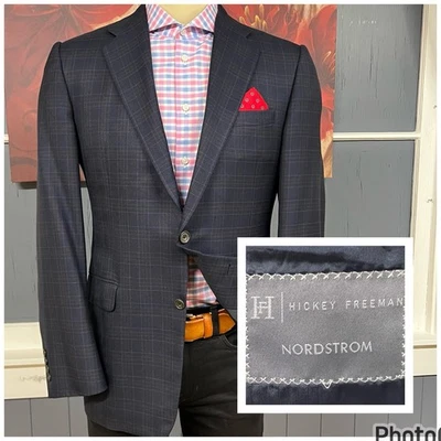 Hickey Freeman Blazer Mens 40R Wool Silk Cashmere Sport Jacket Navy/Brown - Image 1 of 4