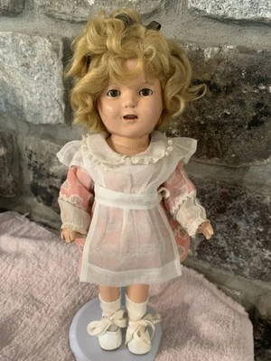 Vintage Ideal Composition 1930’s 13” Doll  Original Littlest Rebel Dress Rare - Image 1 of 4