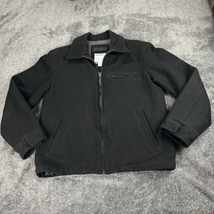 Vintage Old Navy Wool Black Bomber Style Jacket Men’s Medium Full Zip Lined - Picture 1 of 19