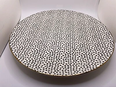 Vajilla de tomillo y mesa de gres con puntos blancos y negros plato de cena de 10" Foto 1 de 4