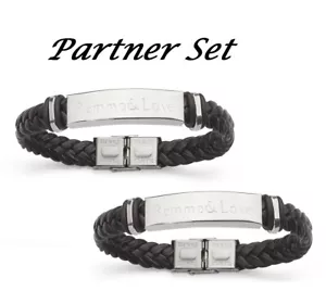 2x Partner Lederarmband Damen Herren Armband mit Gravur Valentinstag Geschenk - Bild 1 von 3