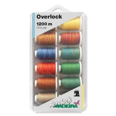 Madeira Aerolock No.125 Multicolor Miniking-Box (12 Farben/ 1200 m) Overlock - Bild 1 von 2