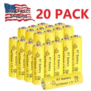 20 Pack Ni-MH AA Rechargeable Battery 1.2v 700mAh Cell for Solar Garden Lights - Picture 1 of 13