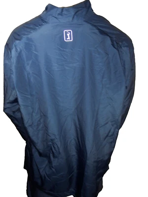 NUEVA CHAQUETA CORTAVIENTOS PGA TOUR XXL azul marino poli 1/4 cremallera empaquetable Foto 1 de 4