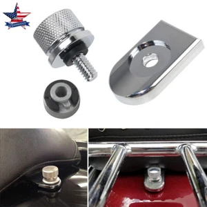 Chrome Rear Seat Bolt Tab Screw Mount Knob Cover Nut Kit for Harley Softail Dyna - Picture 1 of 15