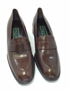 Cole Haan Brown Leather Slip On Heel Shoes 7.5 Made in Italy - Picture 1 of 17