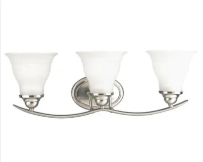 Progress Lighting P3192-09 Trinity 3-Light Brushed Nickel Bathroom Vanity Light - Image 1 of 4