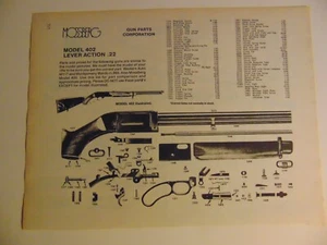 MOSSBERG 402 Lever Action .22 Teile Montageplan 1990er Katalog Printanzeige - Bild 1 von 1