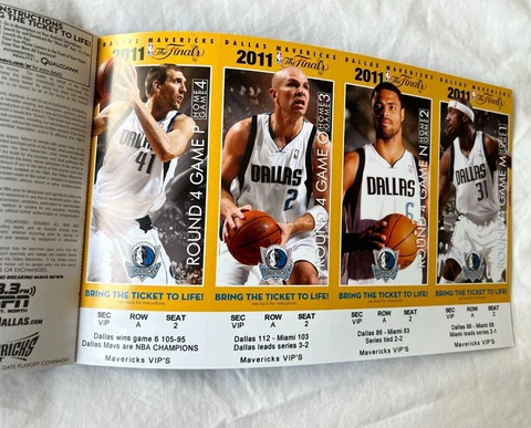 Dallas Mavericks Commemorative 2011 Playoff Tickets NBA Finals Nowitzki - RARE Cover