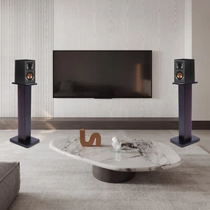 28" 1 Pair Bookshelf Speaker Stands Surround Sound Home Theater Black Walnut PVC - Picture 1 of 22